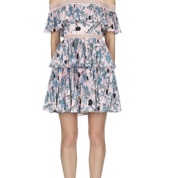 Self-Portrait Pink and Blue Strapless Dress - Picture 3 of 13